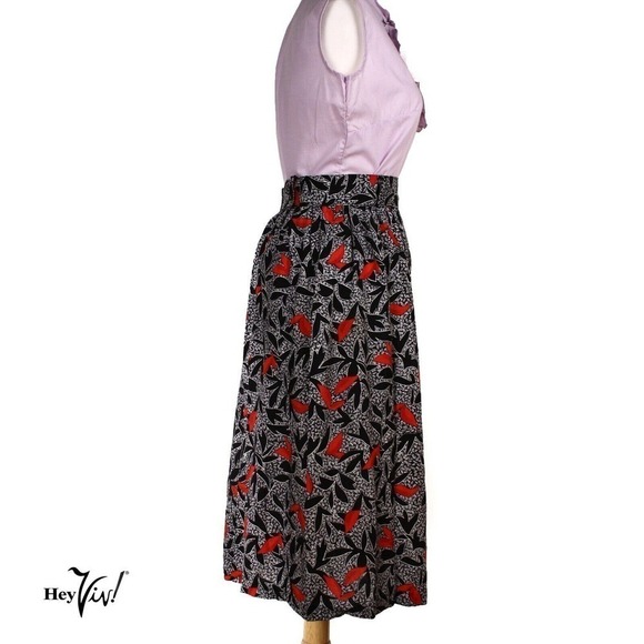 Vintage A Line Robyn Skirt in Black Red White Print Size Medium W 29" - Hey Viv - Picture 2 of 6